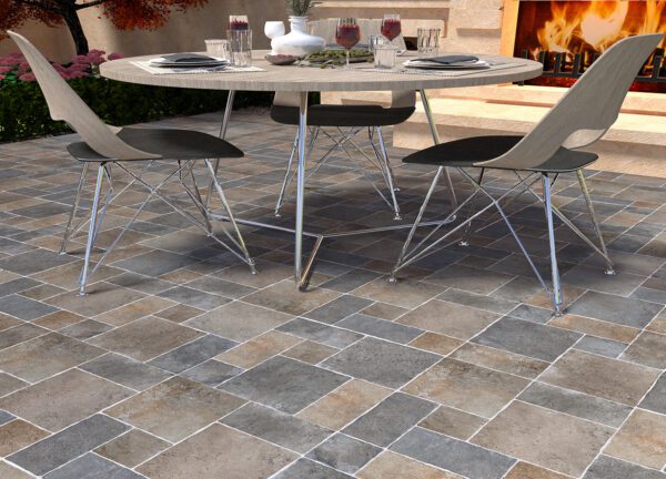 16 mm matt outdoor floor tile available in brown, cream and grey, durable and elegant