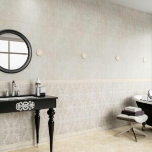 12 mm textured matt indoor tile, available in cream and grey, ideal for modern bathrooms and vanity