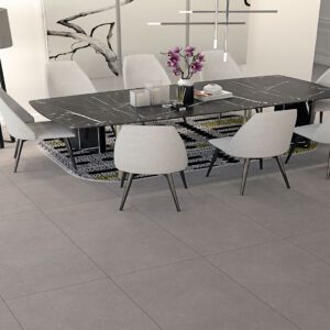 Matt grey cement effect porcelain tile for walls and floors of stylish indoor living spaces