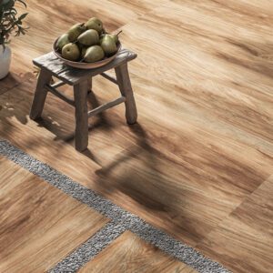 Matt brown wood-effect indoor tiles, ideal for lounges and living rooms