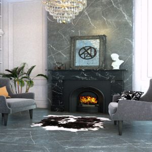 Matt grey stone-effect porcelain tile for indoor floors and walls, durable and luxurious