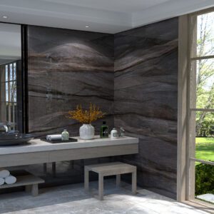 Polished glossy mixed colour stone-effect porcelain tile for indoor floors and walls