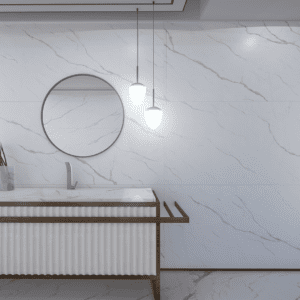 11.5 mm matt white stone-effect porcelain tile for indoor walls and tiles available in multiple sizes