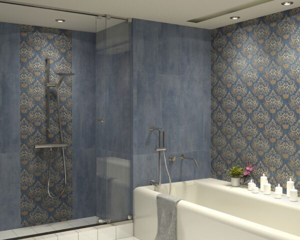 12 mm textured matt blue indoor wall tile, contemporary look