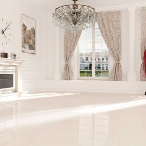 Polished Glossy Stone-effect pearl porcelain tile for indoor floors, luxurious and versatile