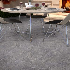 16 mm matt cement-effect outdoor porcelain floor tile, available in grey and brown