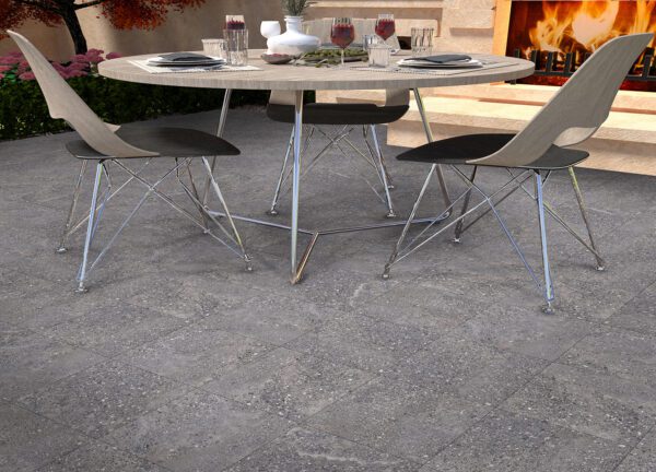 16 mm matt cement-effect outdoor porcelain floor tile, available in grey and brown