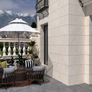 Matt cream outdoor wall tile, ideal for balconies and outdoor kitchens