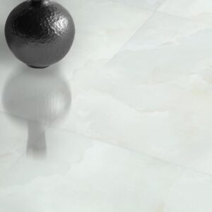 11 mm polished indoor ceramic floor tile, available in cream and pearl