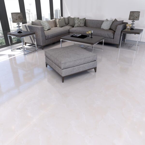 11 mm matt stone-effect pearl indoor ceramic floor tile, living room and bedroom