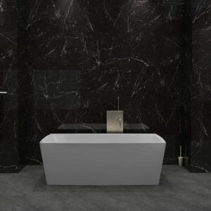 Polished glossy black stone-effect porcelain tile suitable for indoor walls and floors