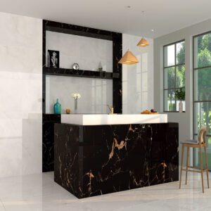 Polished glossy pearl stone-effect porcelain tile for indoor walls and floors