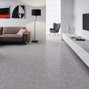 Matt stone-effect indoor porcelain tile in grey and cream colour