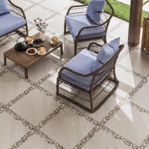 11 mm matt cream cement-effect outdoor floor tile, durable and stylish