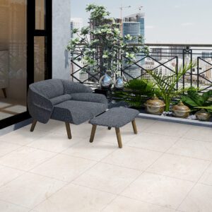 Cream matt stone-effect porcelain tile for indoor and outdoor flooring