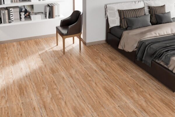 11 mm matt wood-effect indoor floor tile, available in browna and cream