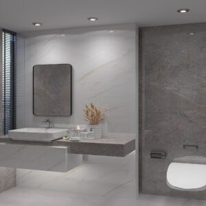 Polished glossy white stone-effect porcelain tile for indoor floors and walls