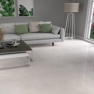 Polished glossy stone-effect pearl porcelain tile for indoor floors and walls