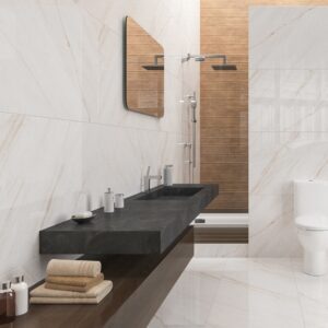 Polished glossy cream stone-effect porcelain tile for indoor walls and floors