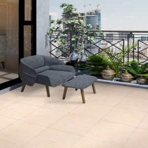 16 mm matt stone-effect porcelain tile available in cream and grey, for indoor and outdoor use